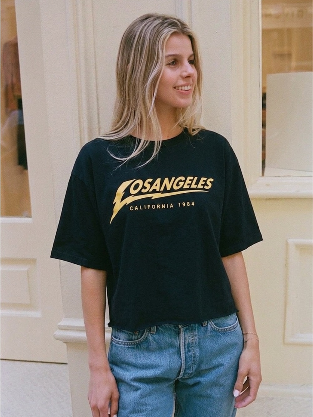 JOHN GALT BRANDY MELVILLE Los Angeles Lightning Bolt Oversized Tee OSFM